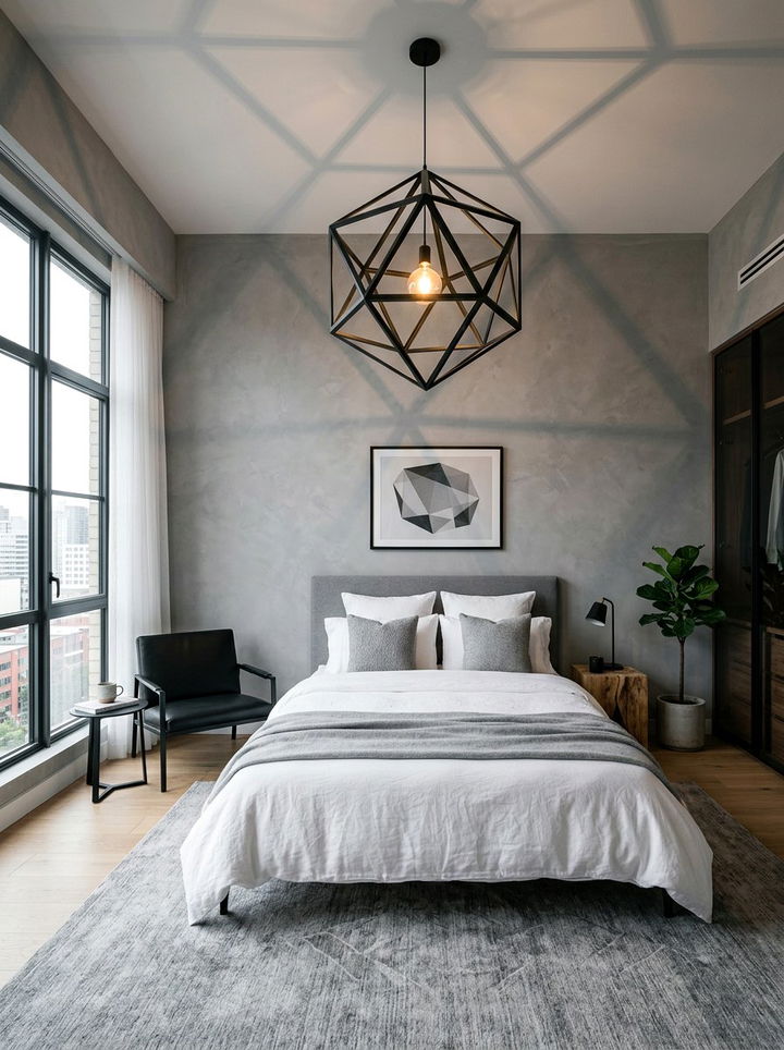 Geometric Pendant Light - 30 bedroom accent lighting ideas