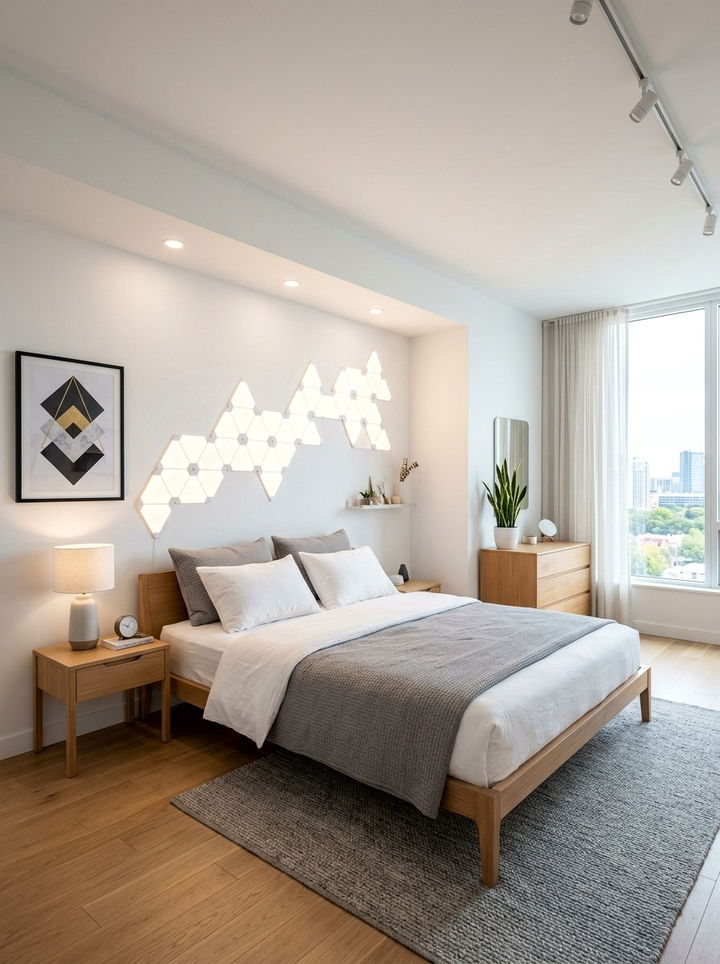 Geometric Wall Light - 30 bedroom ambient lighting ideas