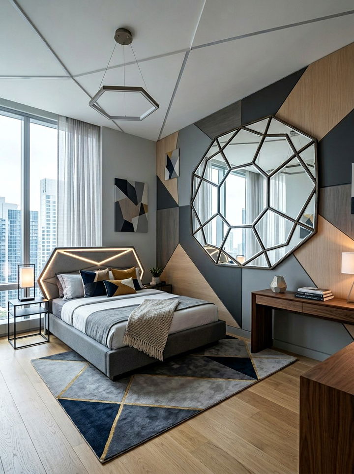 Geometric Wall Mirror - 30 bedroom mirror ideas