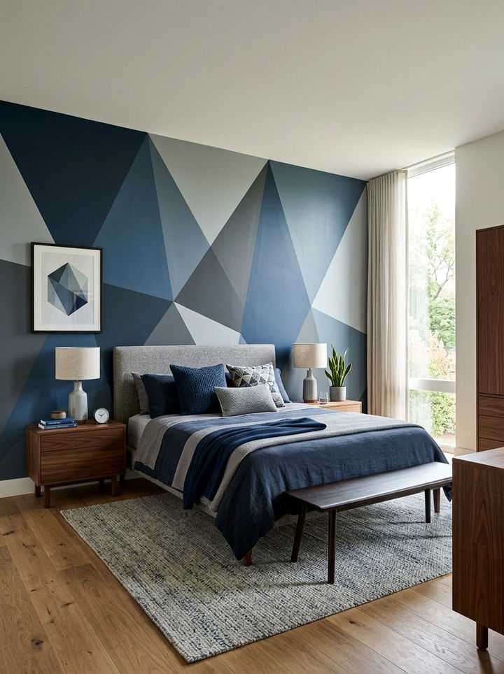 Geometric Wall Paint - 30 bedroom wall decor ideas