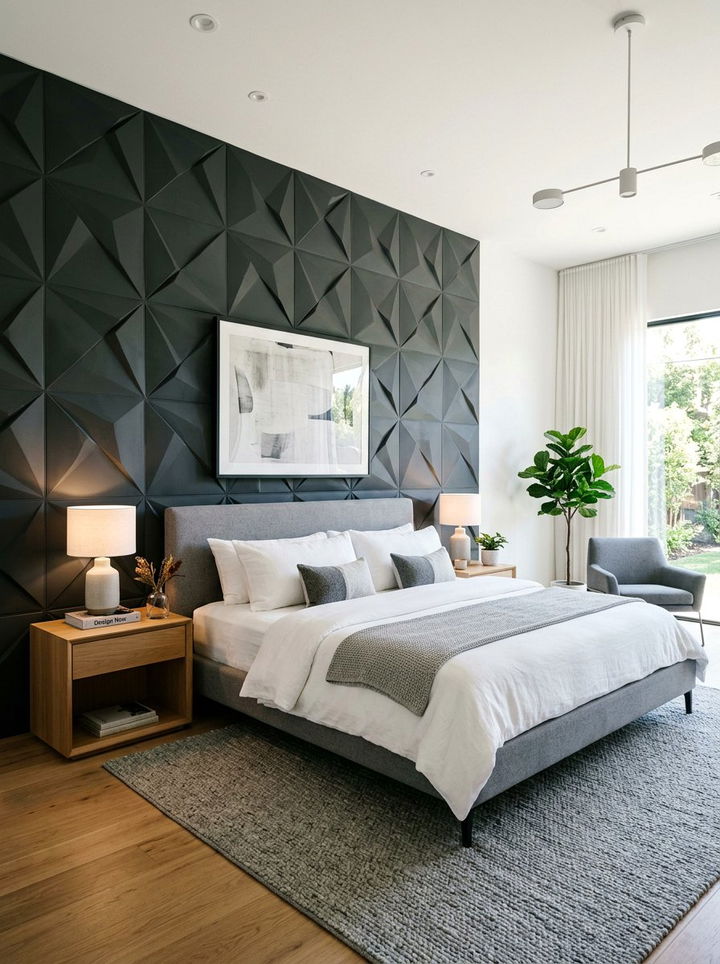 Geometric Wall Paneling - 30 dramatic bedroom ideas