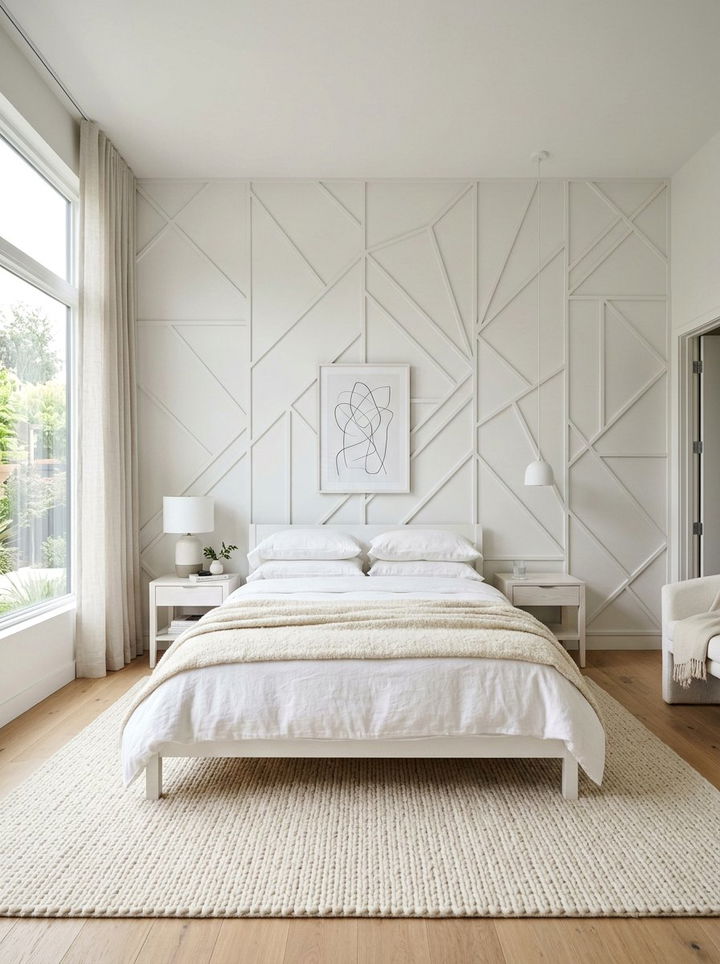 Geometric Wall Paneling - 30 bedroom molding ideas
