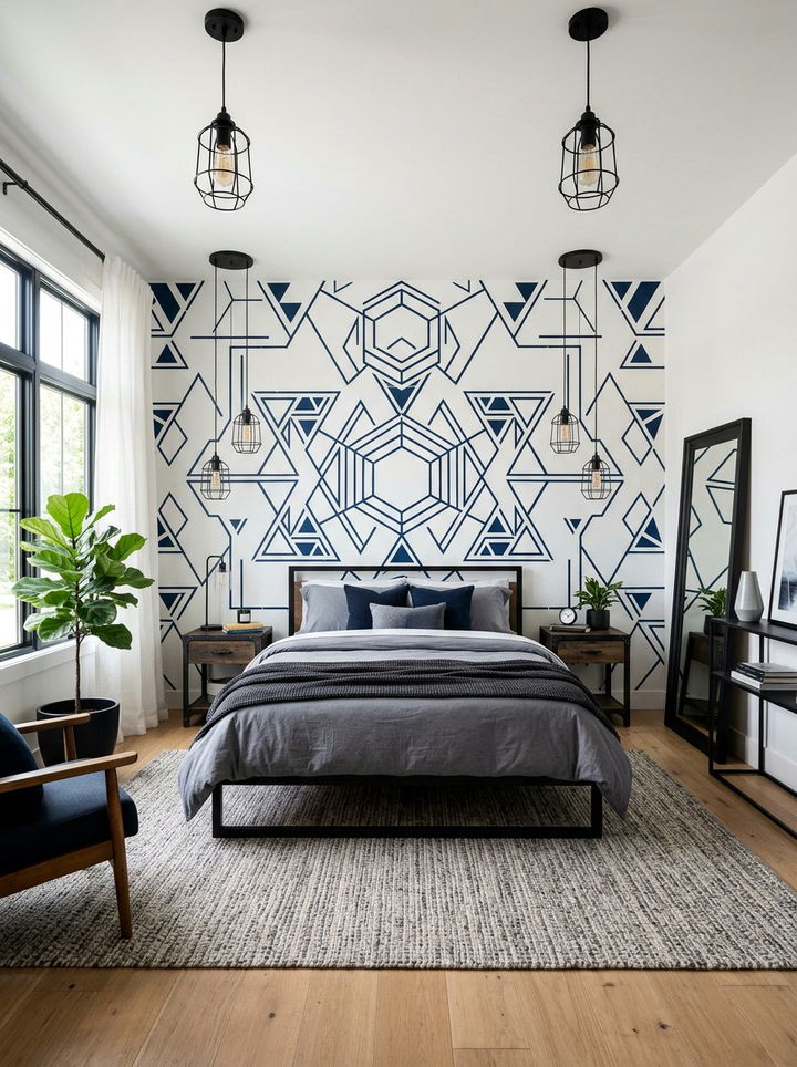 Geometric Wall Stencil - 30 bedroom wall stencils