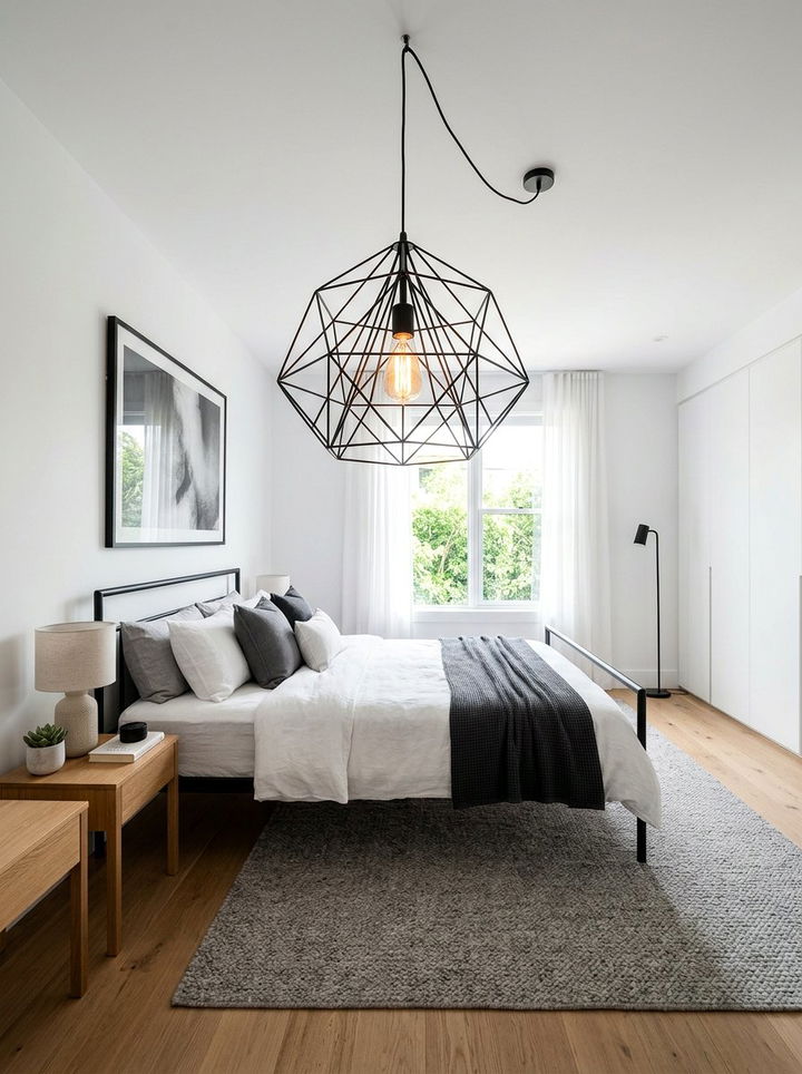 Geometric Wire Pendant - 30 bedroom pendant lights