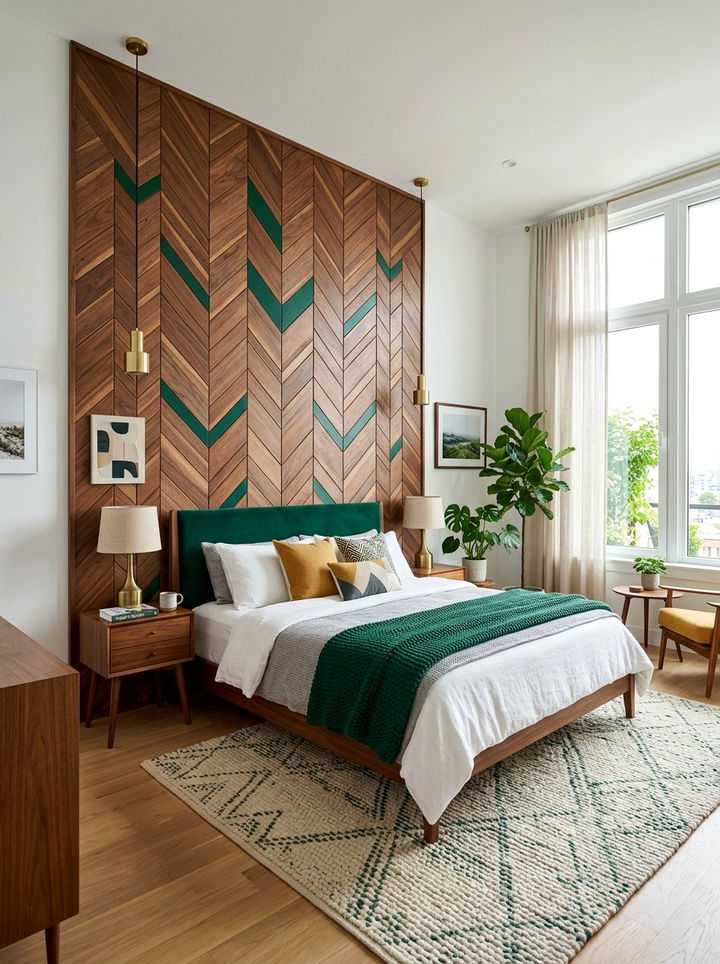 Geometric Wood Paneling - 30 bedroom paneling ideas