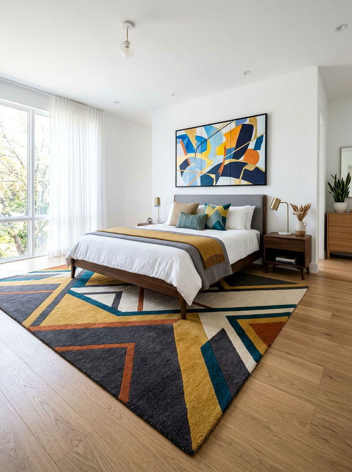 Geometric Wool Rug - 30 bedroom wool rugs