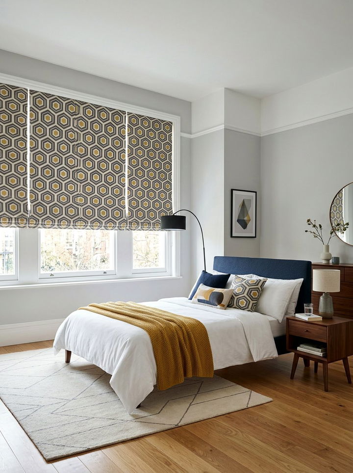 Geometric roman shades - 30 bedroom roman shades
