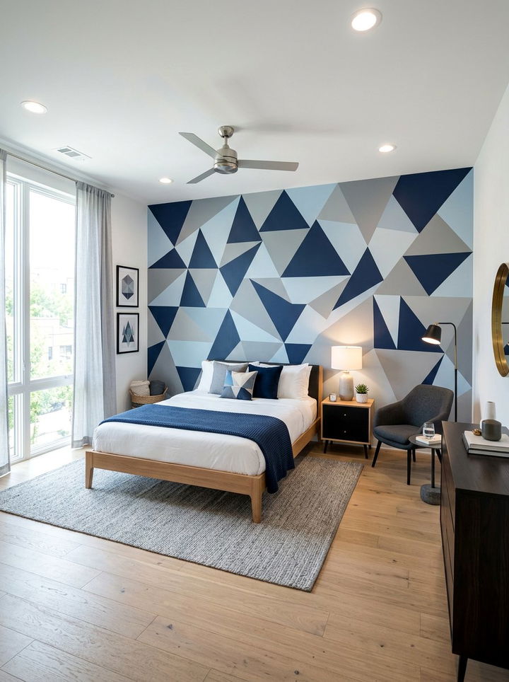Geometric triangle bedroom paint - 30 color block bedroom ideas