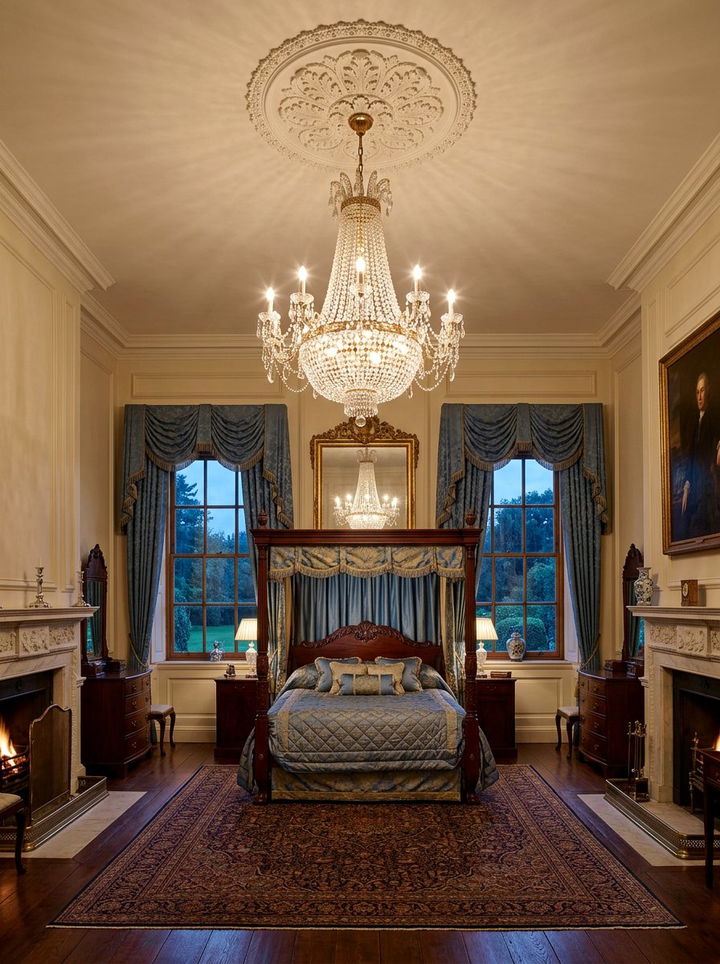 Georgian bedroom chandelier - 30 Georgian bedroom ideas