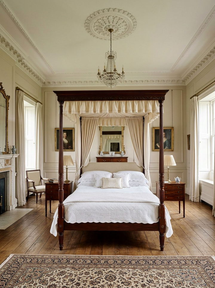 Georgian bedroom with four poster bed - 30 Georgian bedroom ideas