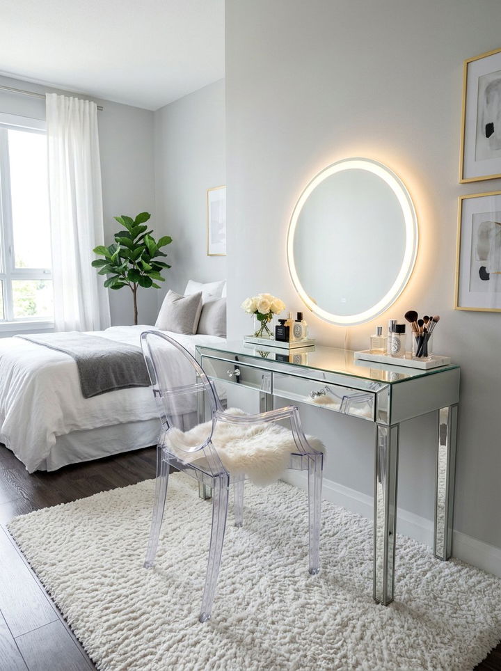 Ghost Chair Vanity Seating - 30 Hollywood bedroom ideas