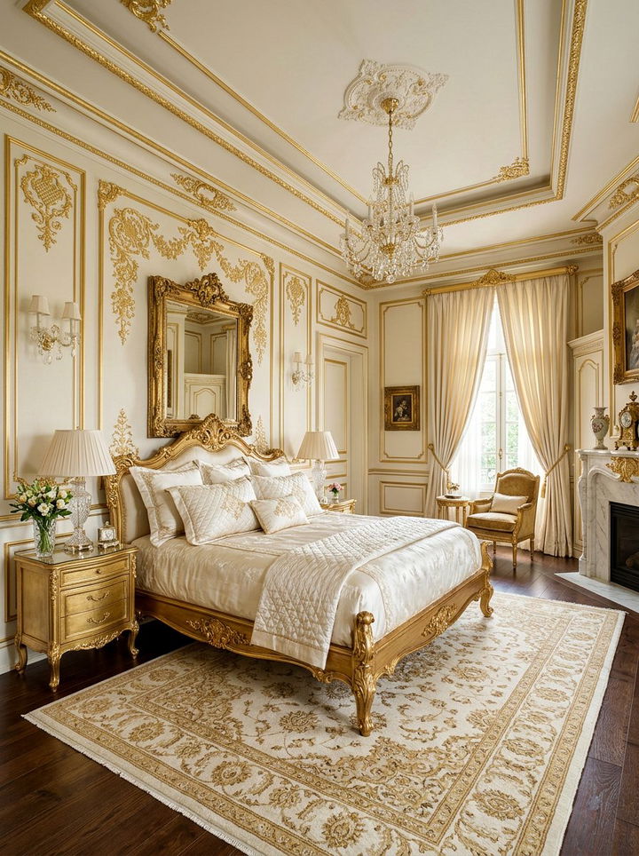 Gilded Gold Detail Bedroom - 30 mansion bedroom ideas
