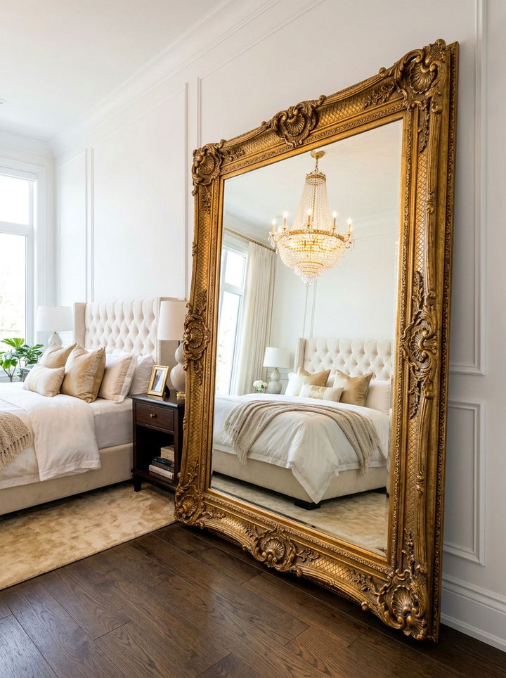 Gilded Gold Wall Mirror - 30 Parisian bedroom ideas