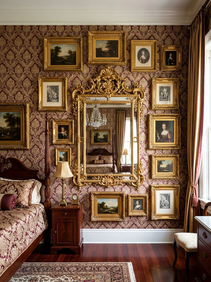 Gilded Picture Frames - 30 vintage bedroom ideas