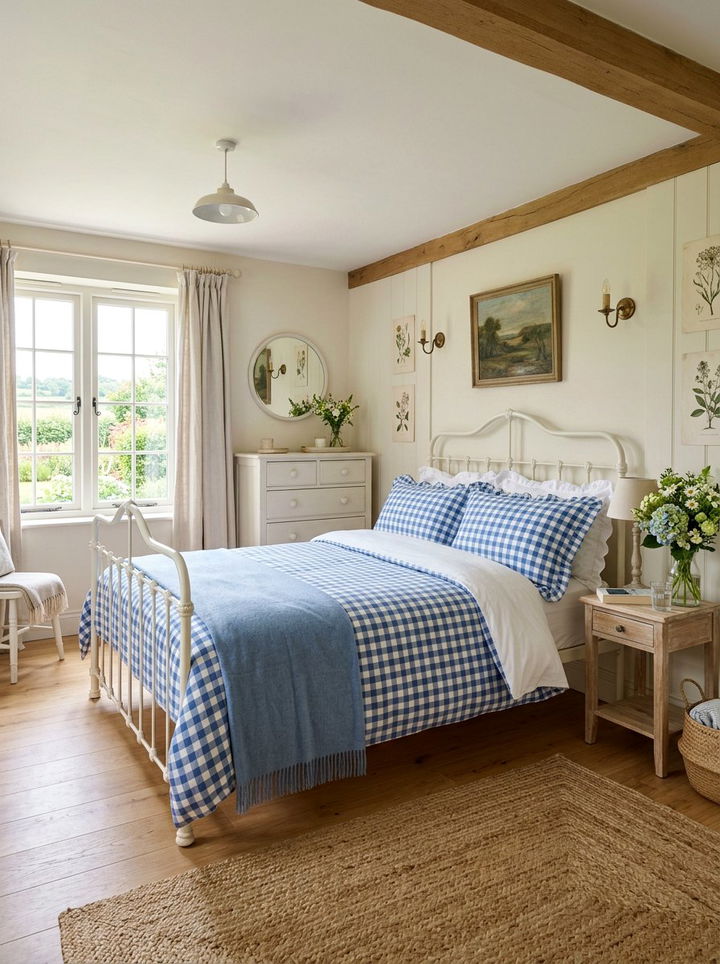 Gingham Pattern Decor - 30 country house bedroom ideas