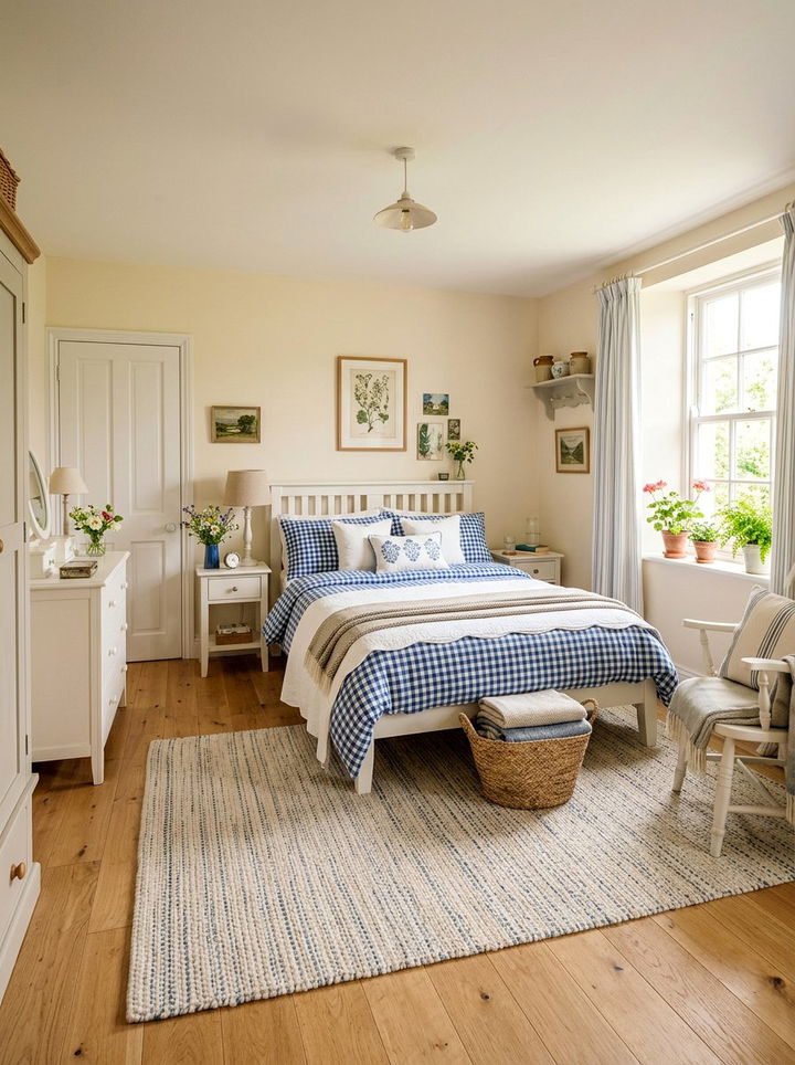 Gingham Print Cottage Bedroom - 30 cottage bedroom ideas