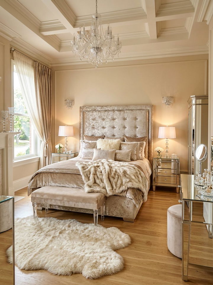 Glam Beige Bedroom - 30 beige bedroom ideas