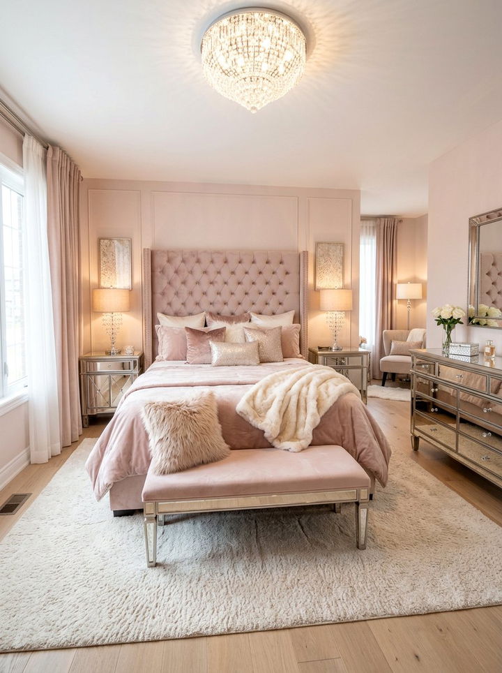 Glam Blush Bedroom - 30 blush bedroom ideas