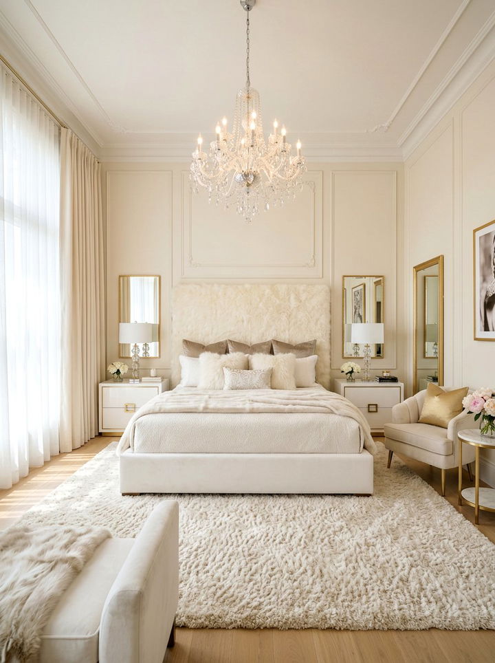 Glam Cream White Bedroom - 30 cream and white bedroom ideas