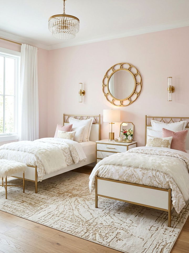 Glam Gold Accent Twin Bed Set - 30 twin bedroom sets