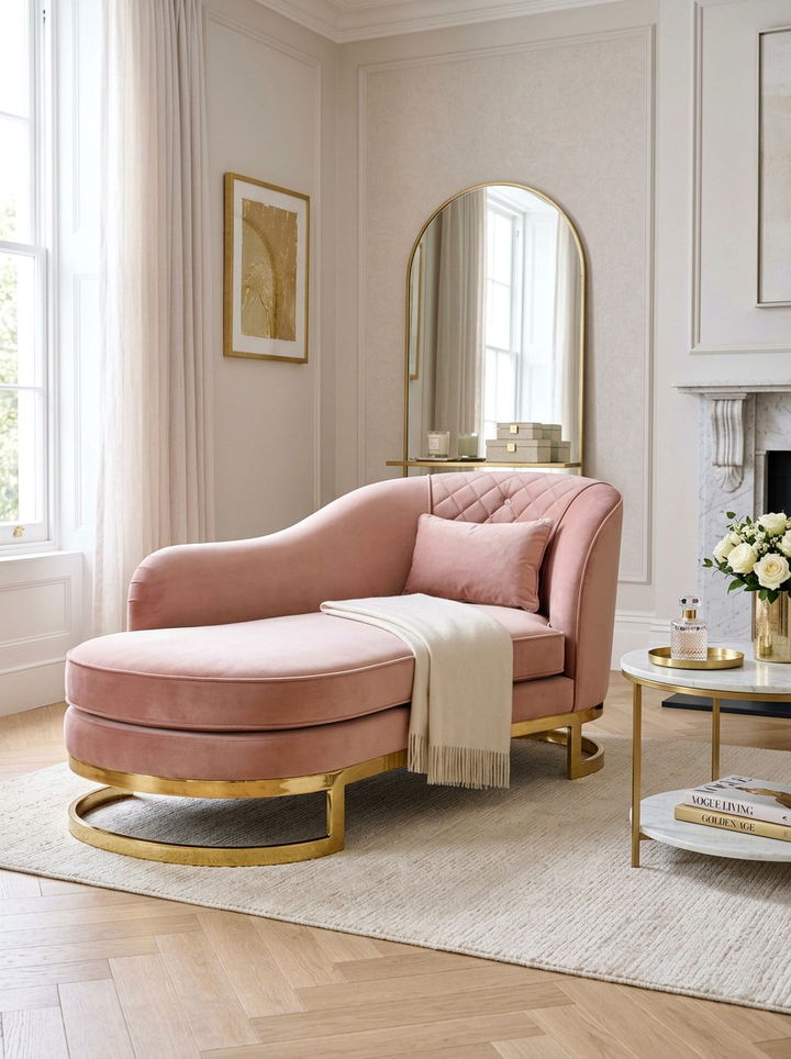 Glam Gold Base Chaise Lounge - 30 bedroom chaise lounges