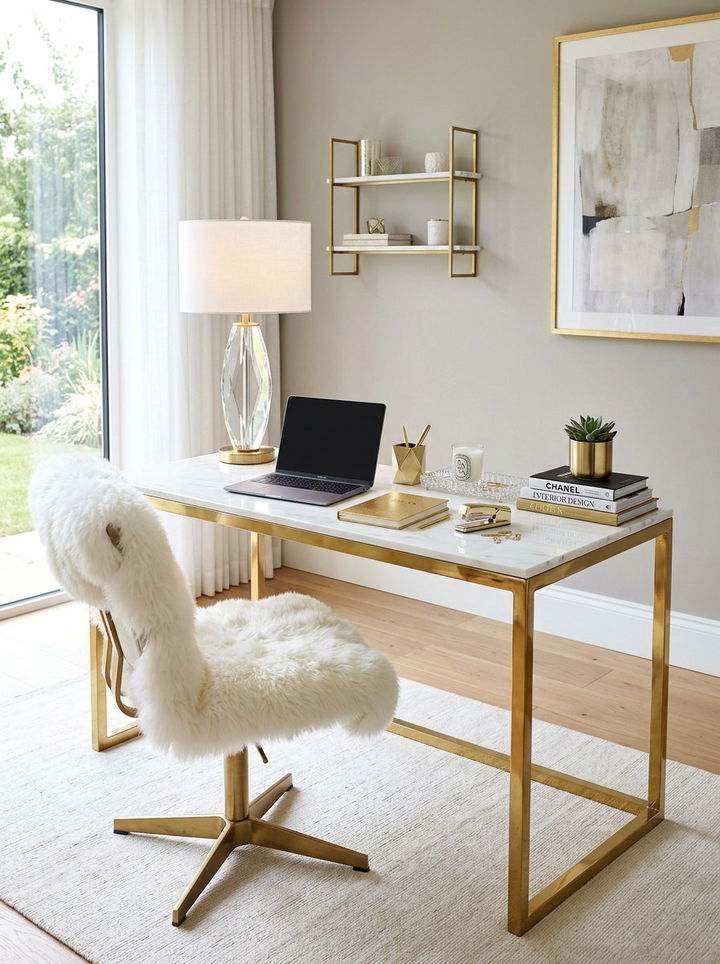 Glam Gold Desk - 30 bedroom workspace ideas
