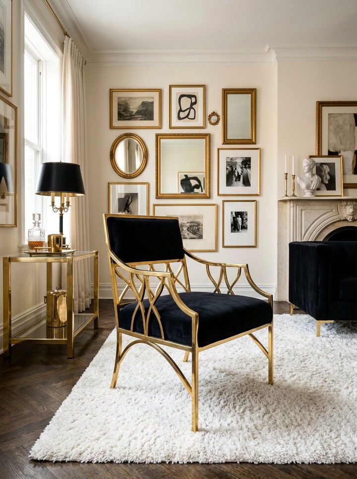 Glam Gold Frame Chair - 30 bedroom chairs