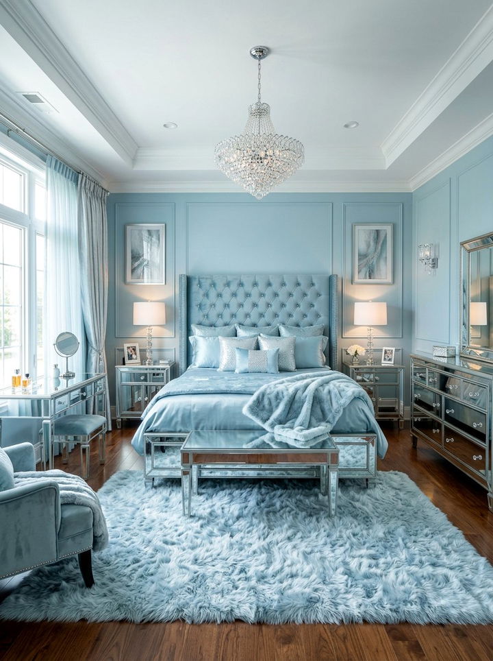 Glam Ice Blue Bedroom - 30 ice blue bedroom ideas