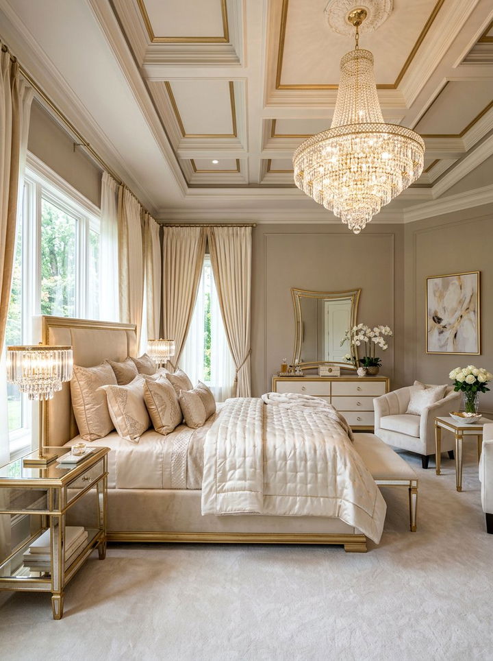 Glam Master Bedroom With Metallic Accents - 30 spacious bedroom ideas