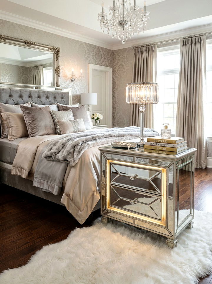 Glam Mirrored Nightstand - 30 bedroom mirrored nightstands