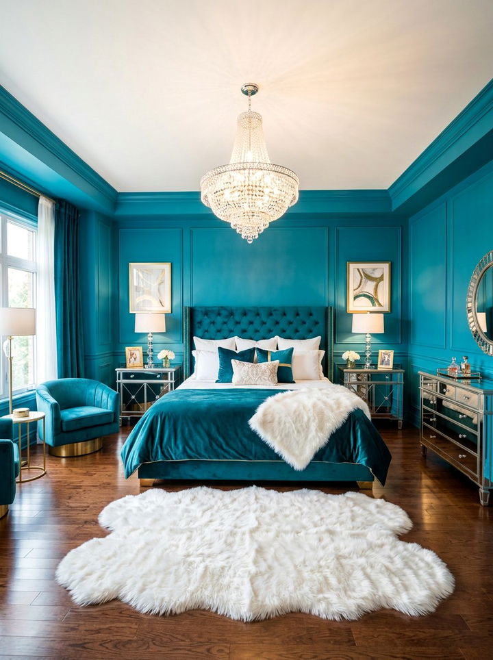 Glam Teal Bedroom - 30 teal bedroom design ideas