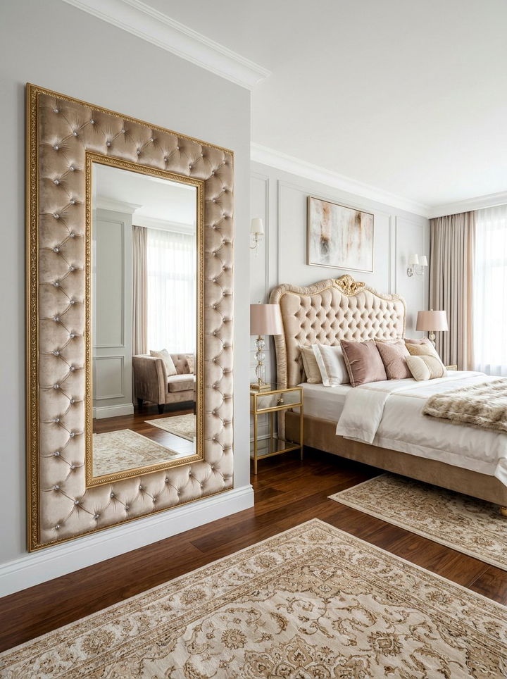 Glam Tufted Frame Mirror - 30 bedroom full length mirrors