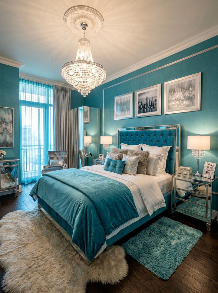 Glam Turquoise Bedroom - 30 aqua bedroom ideas