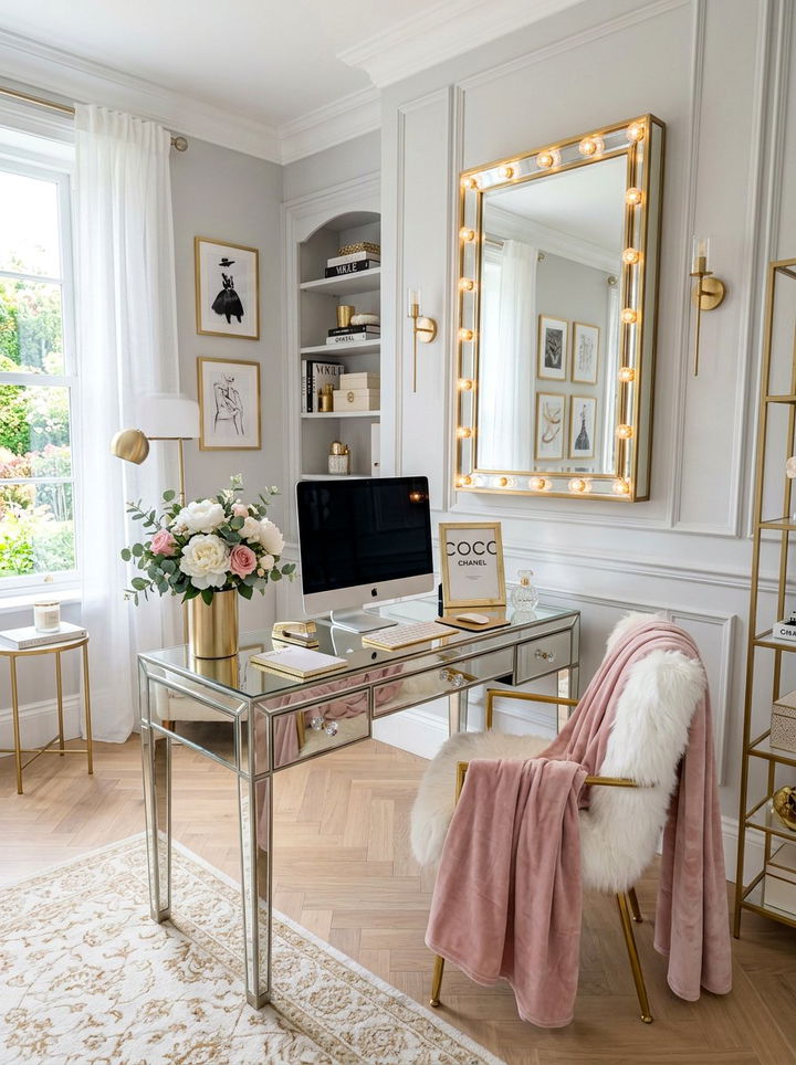 Glam Vanity Office - 30 bedroom desk ideas
