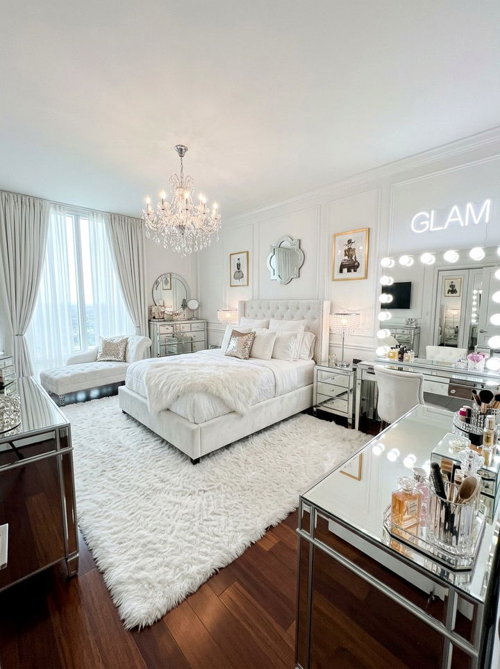 Glam White Bedroom - 30 white bedroom design ideas