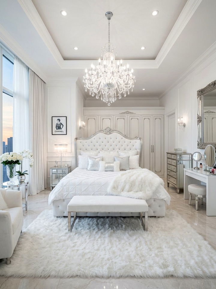 Glam White Bedroom - 30 white bedroom ideas