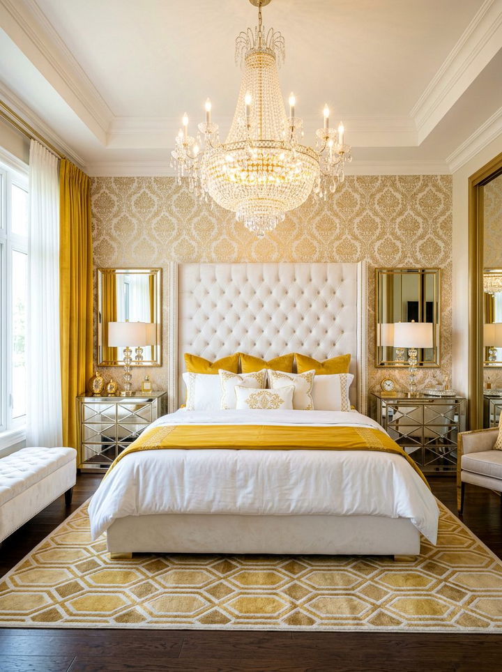 Glam Yellow And White Bedroom - 30 yellow and white bedroom ideas