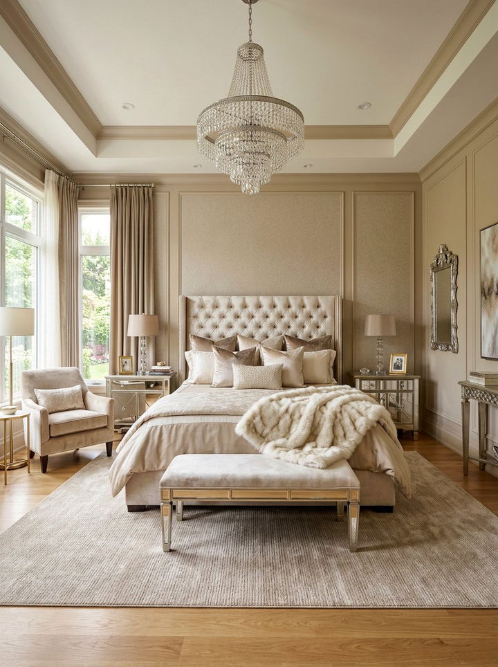Glam beige bedroom - 30 beige bedroom design ideas