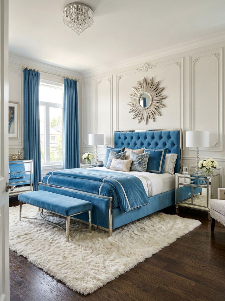 Glam cerulean blue bedroom - 30 cerulean bedroom ideas