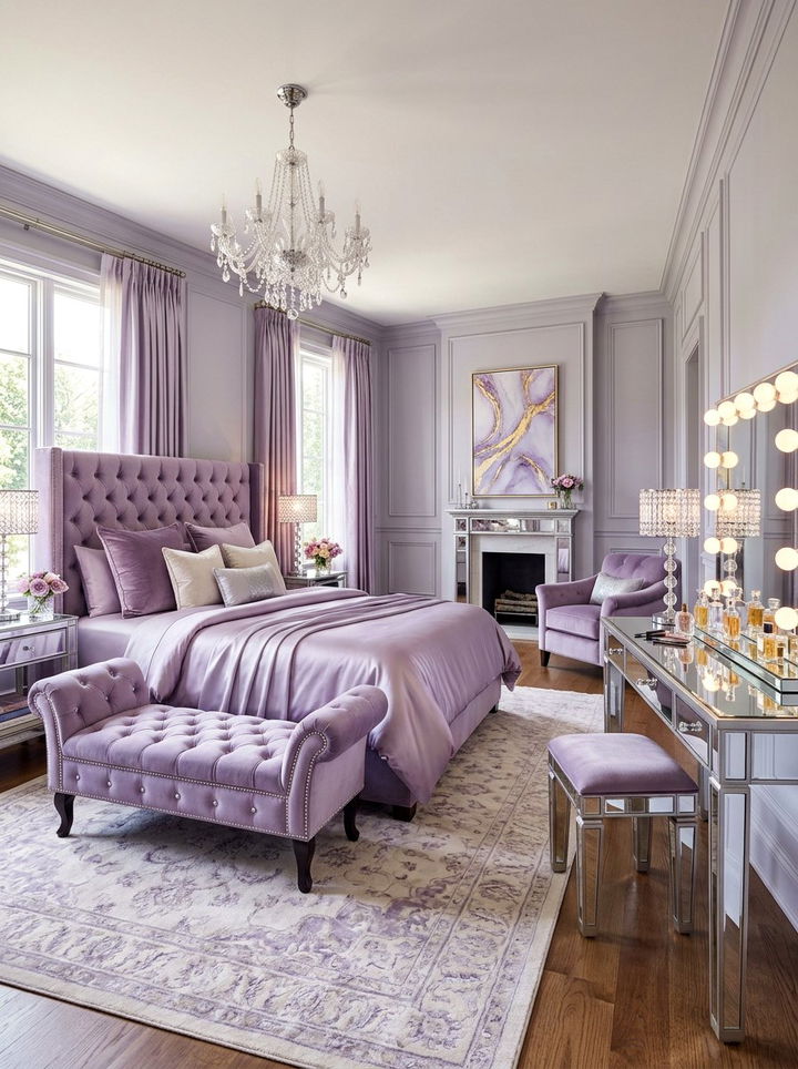 Glam lavender bedroom interior - 30 pastel lavender bedroom ideas