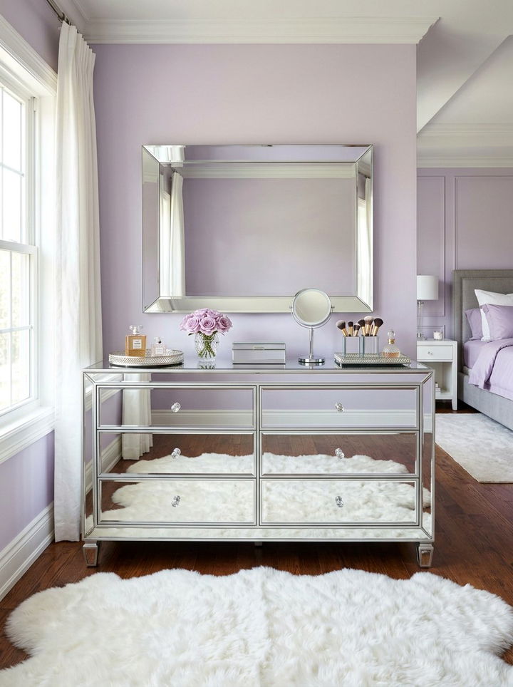 Glam mirrored dresser with matching mirror - 30 bedroom dresser with mirror ideas