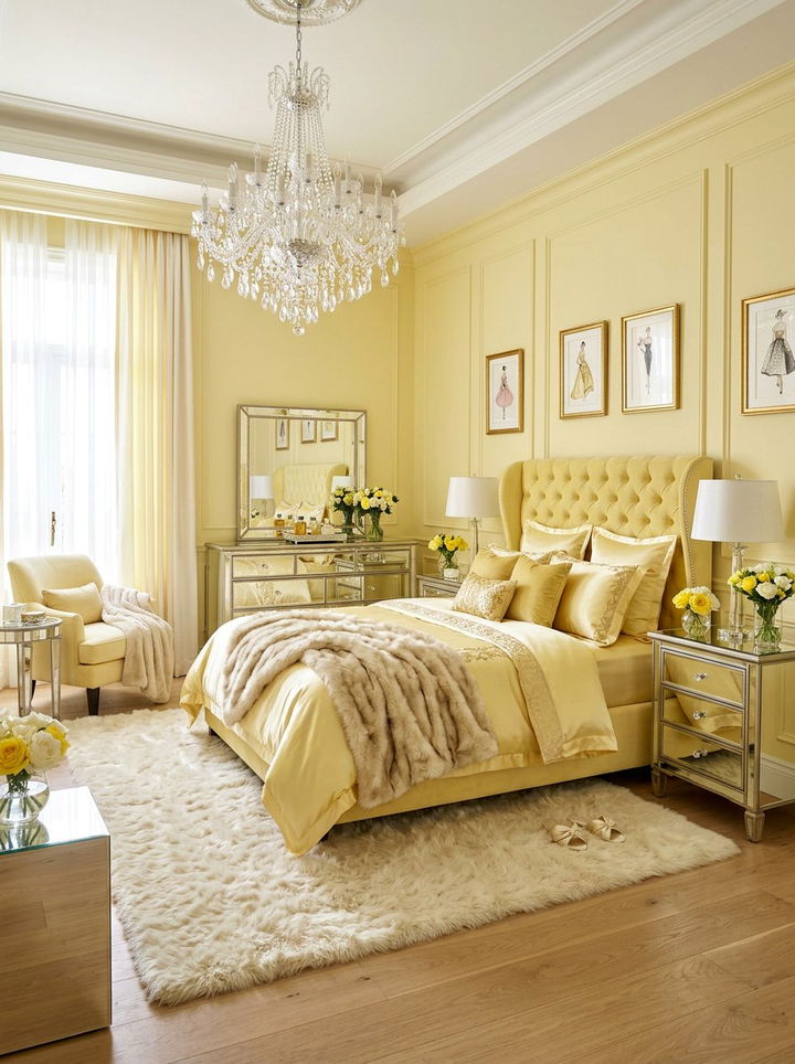 Glam pastel yellow bedroom - 30 pastel yellow bedroom ideas