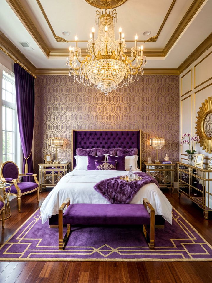 Glam purple gold bedroom - 30 purple and gold bedroom color combo