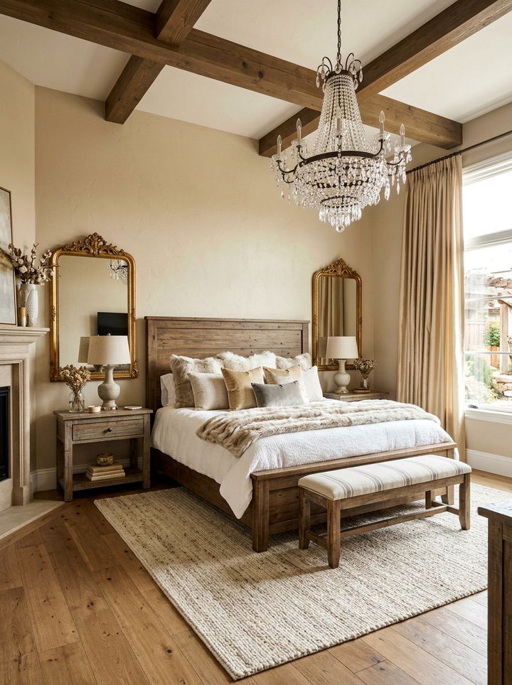 Glam rustic bedroom - 30 rustic beige bedroom ideas