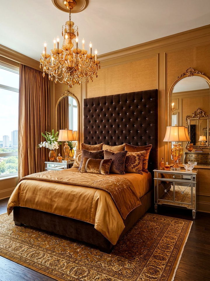 Glamorous Amber Bedroom - 30 amber and brown bedroom ideas
