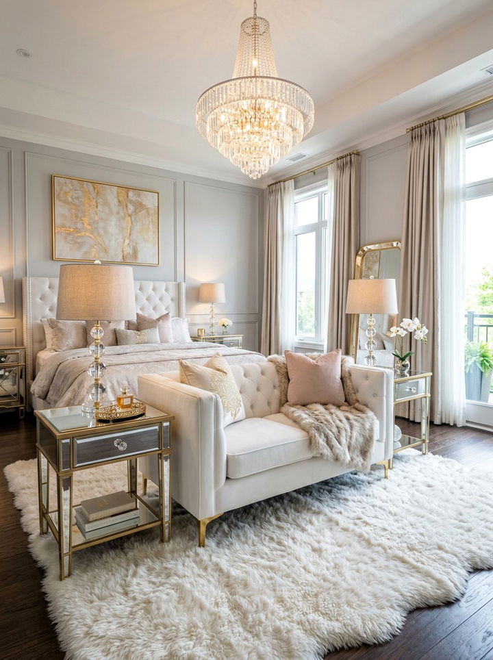 Glamorous Bedroom With Gold Accent Loveseat - 30 bedroom loveseats
