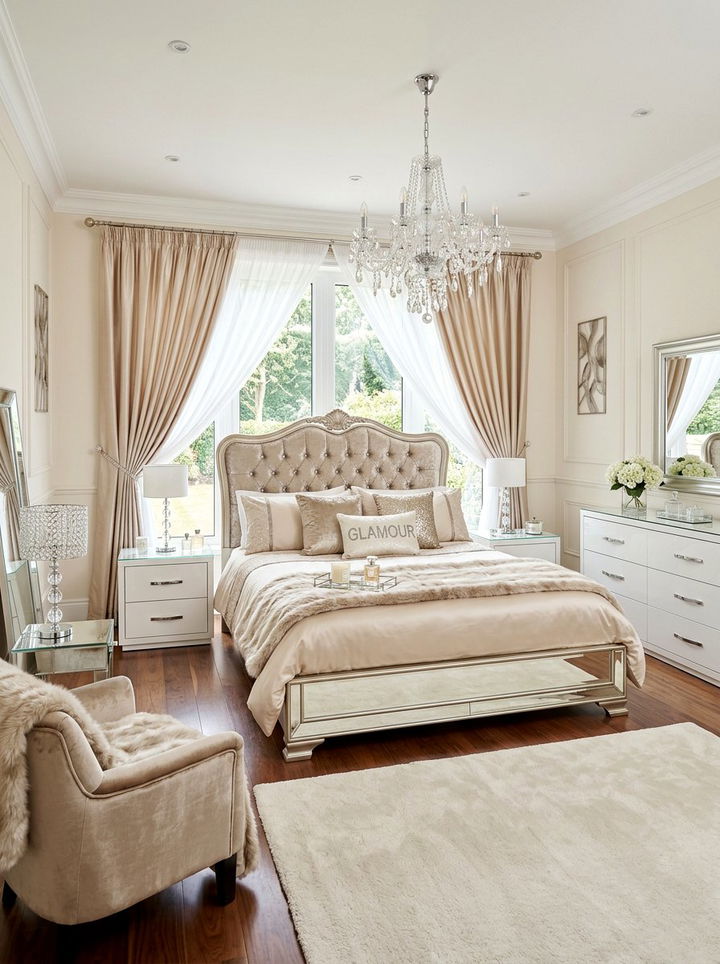 Glamorous Champagne Glam Bedroom - 30 champagne bedroom ideas