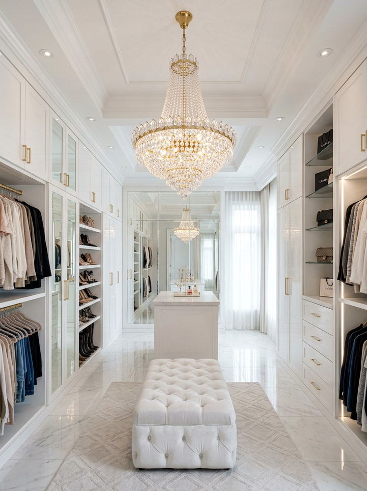 Glamorous Chandelier Closet - 30 bedroom walk-in closet ideas