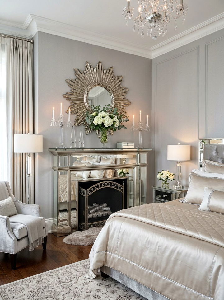 Glamorous Mirrored Bedroom Mantel - 30 bedroom fireplace mantels