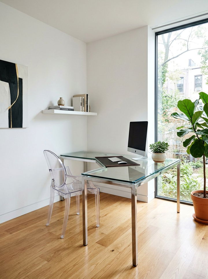 Glass Corner Desk - 30 bedroom corner desk ideas